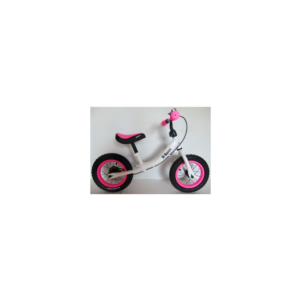 Rowerek biegowy R3 różowo-biały R-Sport 12'' hamulec, dzwonek