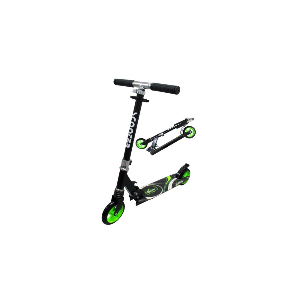 Duża Hulajnoga H7 CZARNO-ZIELONA Składana R-Sport koła 145 mm do 100 kg