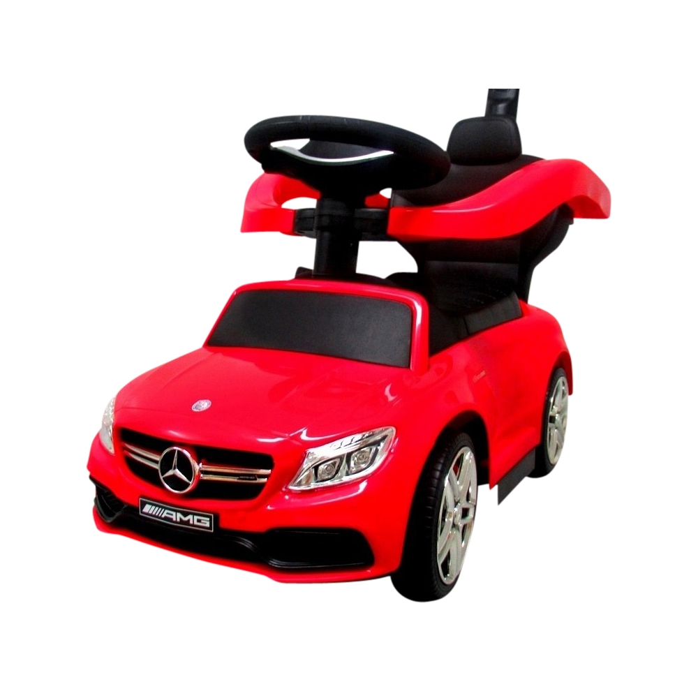 Paspiriama mašinėlė Mercedes AMG C63 su muzika, raudona-Judėjimui, Paspiriamosios mašinėlės ir jų priedai, Paspiriamos mašinėlės