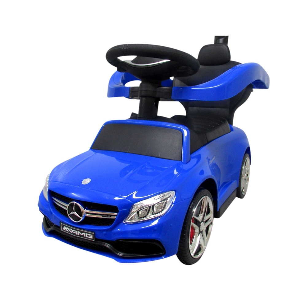 Paspiriama mašinėlė Mercedes AMG C63 su muzika, mėlyna-Judėjimui, Paspiriamosios mašinėlės ir jų priedai, Paspiriamos mašinėlės-