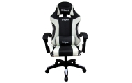 Fotel Gamingowy K3 R-Sport  BIAŁO-CZARNY dla gracza+masażer