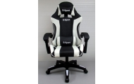 Fotel Gamingowy K3 R-Sport  BIAŁO-CZARNY dla gracza+masażer