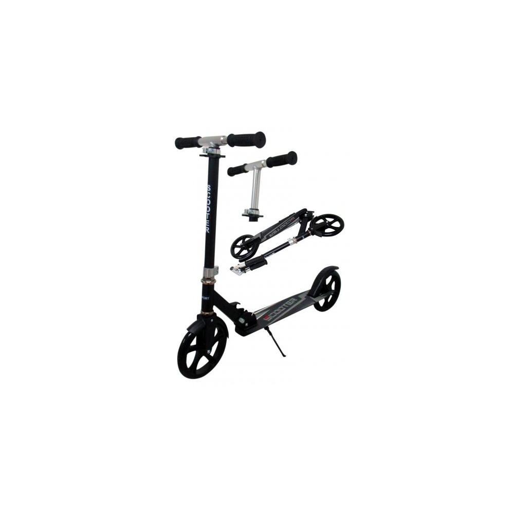 Didelis paspirtukas H5 JUODAS Sulankstomas R-Sport, 200 mm ratai, iki 100 kg-Judėjimui, Paspirtukai vaikams-e-vaikas