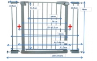 SAUGOS VARTELIAI S2, PILKOS SPALVOS, skirti laiptams, durims 79–105 cm, atraminiai-Priežiūrai, Apsaugos, Apsauginiai varteliai v