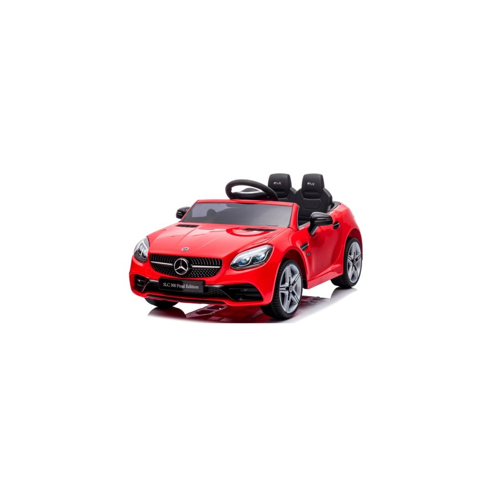 Mercedes SLC 300 czerwony  Piankowe Koła Eva, miękki fotelik Licencja Akumulator litowo-jonowy