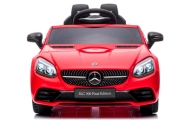 Mercedes SLC 300 czerwony  Piankowe Koła Eva, miękki fotelik Licencja Akumulator litowo-jonowy