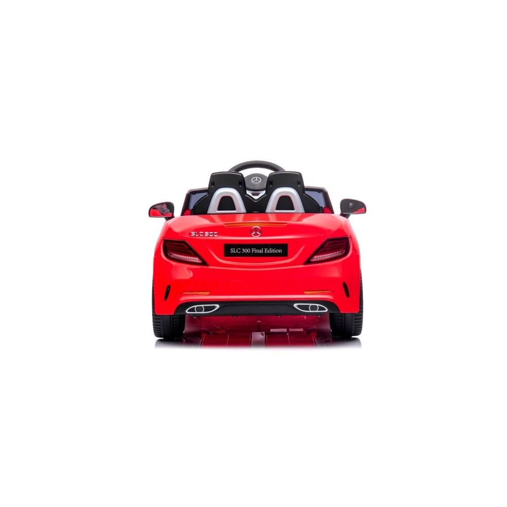 Mercedes SLC 300 czerwony  Piankowe Koła Eva, miękki fotelik Licencja Akumulator litowo-jonowy