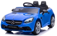 Mercedes SLC 300 niebieski Piankowe Koła Eva, miękki fotelik Licencja Akumulator litowo-jonowy