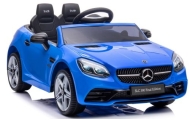 Mercedes SLC 300 niebieski Piankowe Koła Eva, miękki fotelik Licencja Akumulator litowo-jonowy