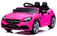 Mercedes SLC 300 różowy Piankowe Koła Eva, miękki fotelik Licencja Akumulator litowo-jonowy