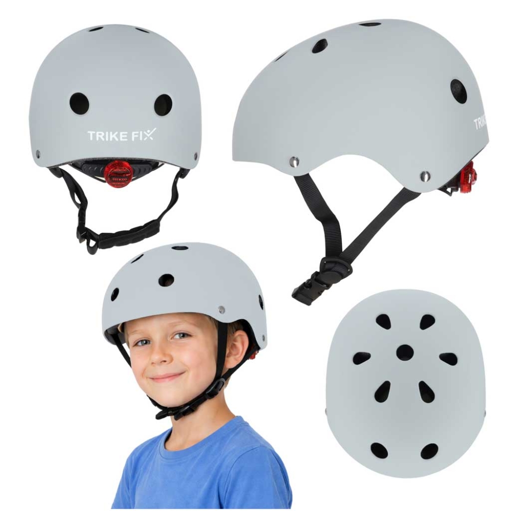 Vaikiškas reguliuojamas dviratininko šalmas Trike Fix LED M 55-58cm tamsiai pilkas-Judėjimui, Šalmai, apsaugos-e-vaikas