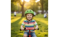 Trike Fix vaikiškas dviratininko šalmas reguliuojamas LED M 55-58cm tamsiai žalias