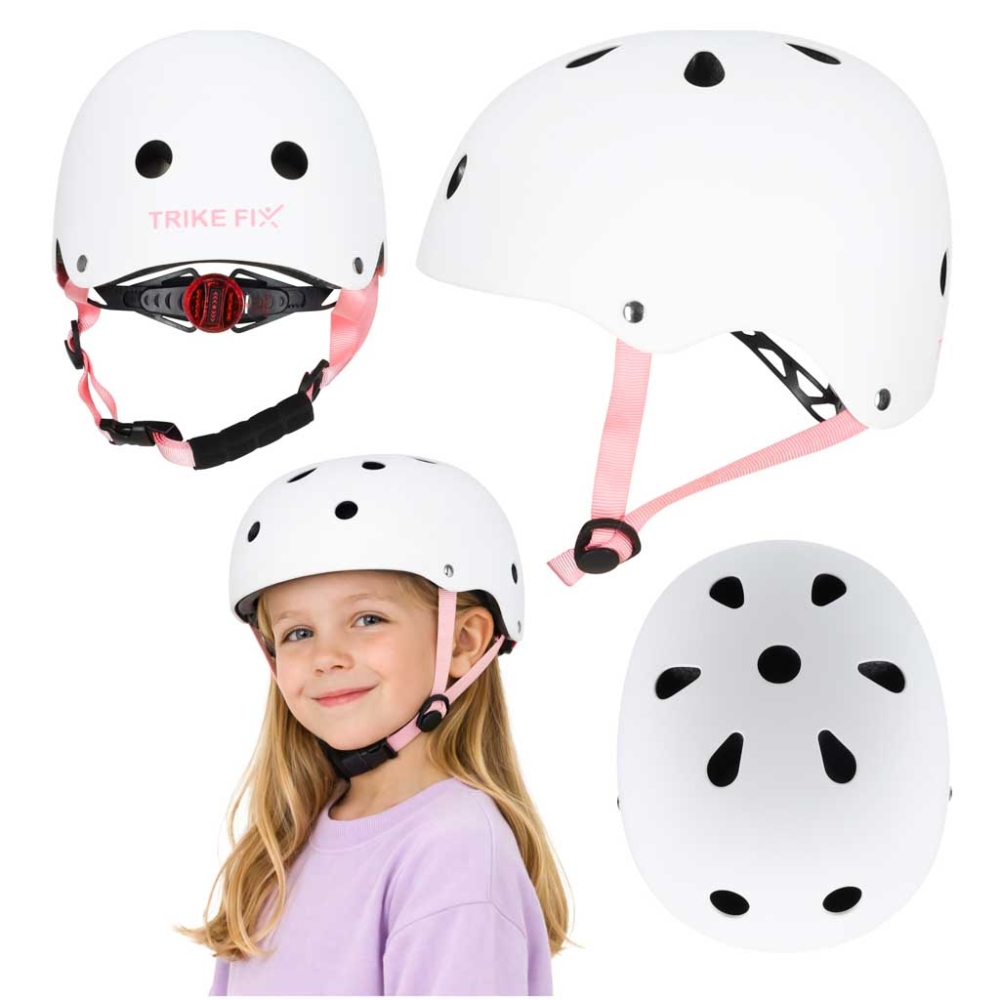 Vaikiškas reguliuojamas dviratininko šalmas Trike Fix LED S 48-54cm baltas-Judėjimui, Šalmai, apsaugos-e-vaikas
