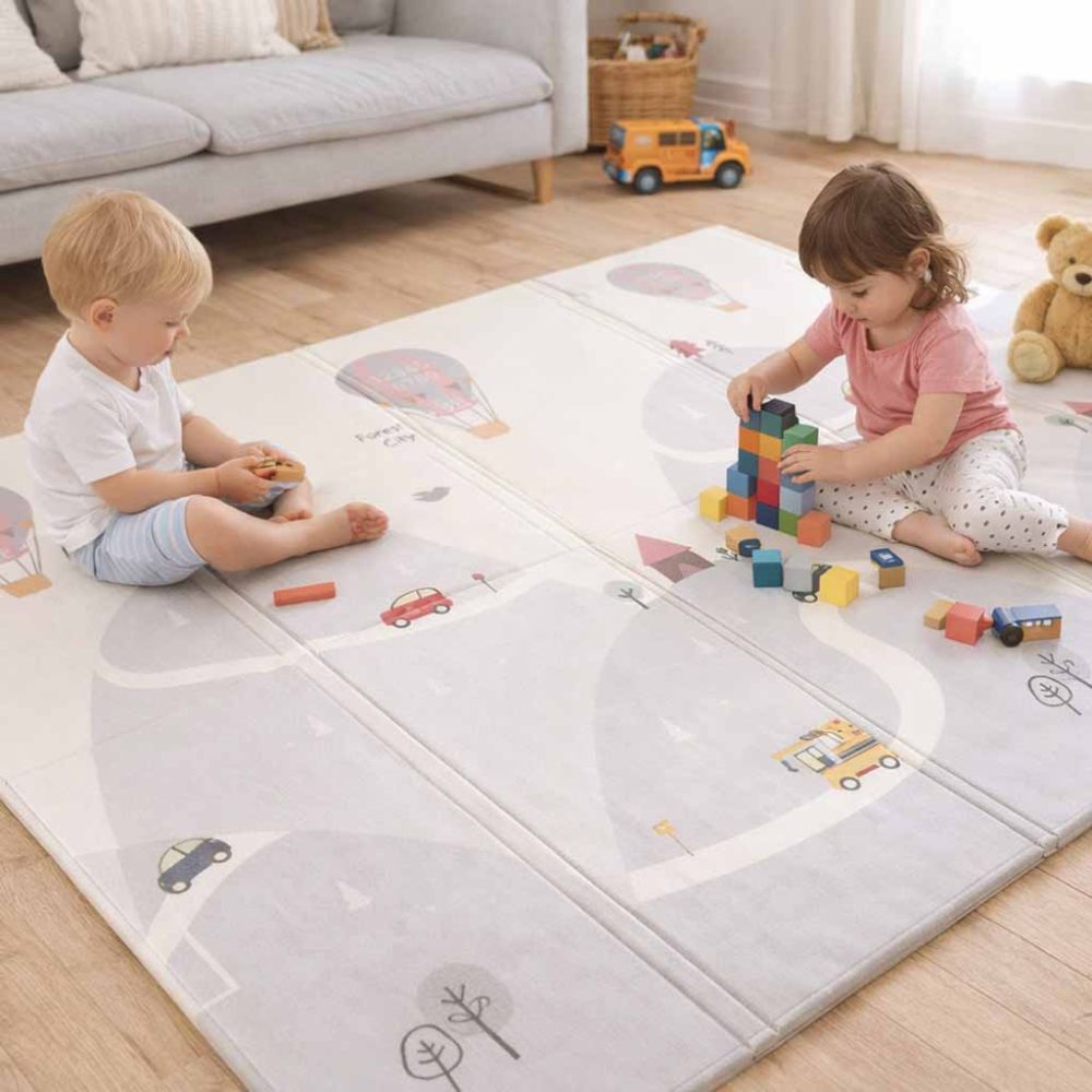 Dvipusis sulankstomas putplasčio kilimėlis 150x200cm, balionai-Žaislai, Kūdikiams, Lavinamieji kilimėliai-e-vaikas