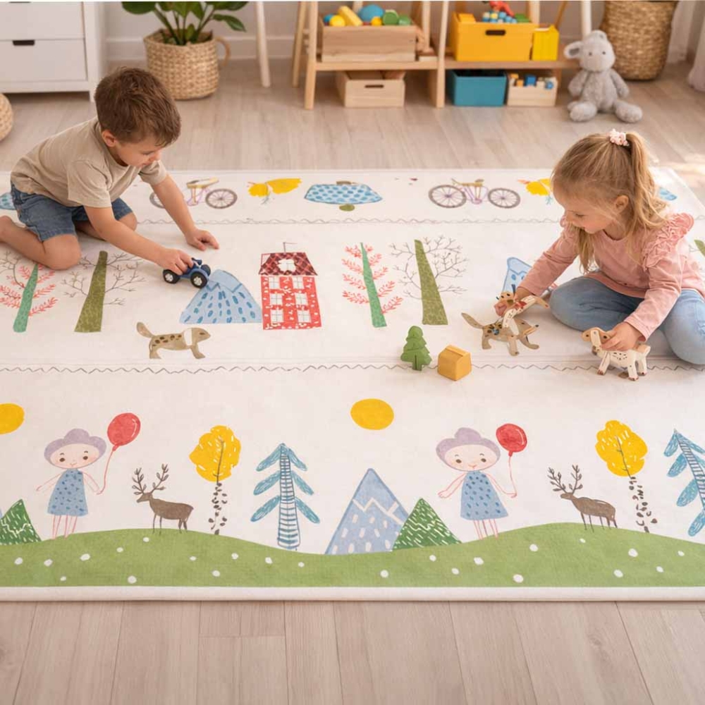Edukacinis dvipusis sulankstomas putplasčio kilimėlis 150x200 cm, meškiukas-Žaislai, Kūdikiams, Lavinamieji kilimėliai-e-vaikas