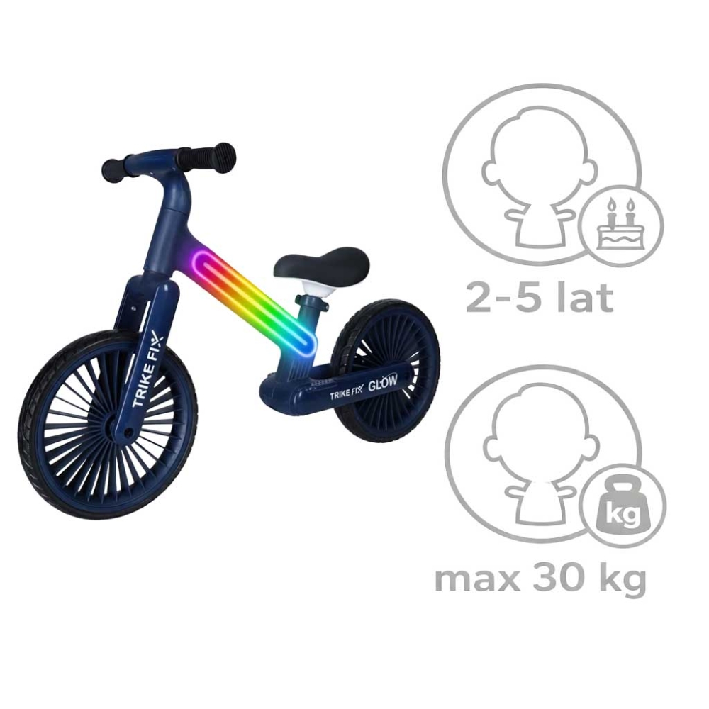Balansinis dviratis Trike Fix Glow LED, tamsiai mėlynas-Judėjimui, Balansiniai dviratukai-e-vaikas