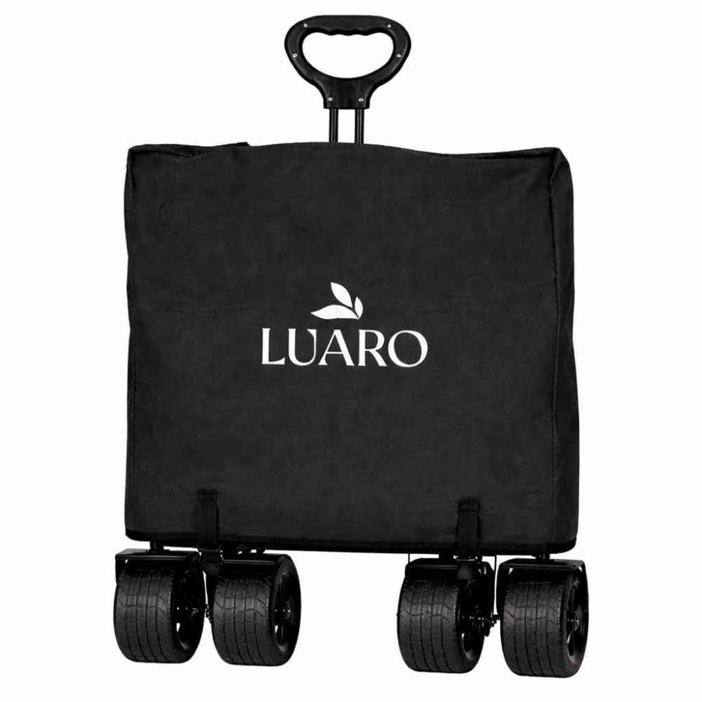 Sulankstomas paplūdimio transportavimo vežimėlis su stogeliu LUARO, juodas