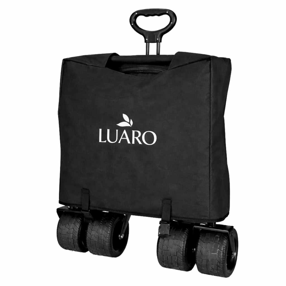 Sulankstomas paplūdimio transportavimo vežimėlis su stogeliu LUARO, juodas