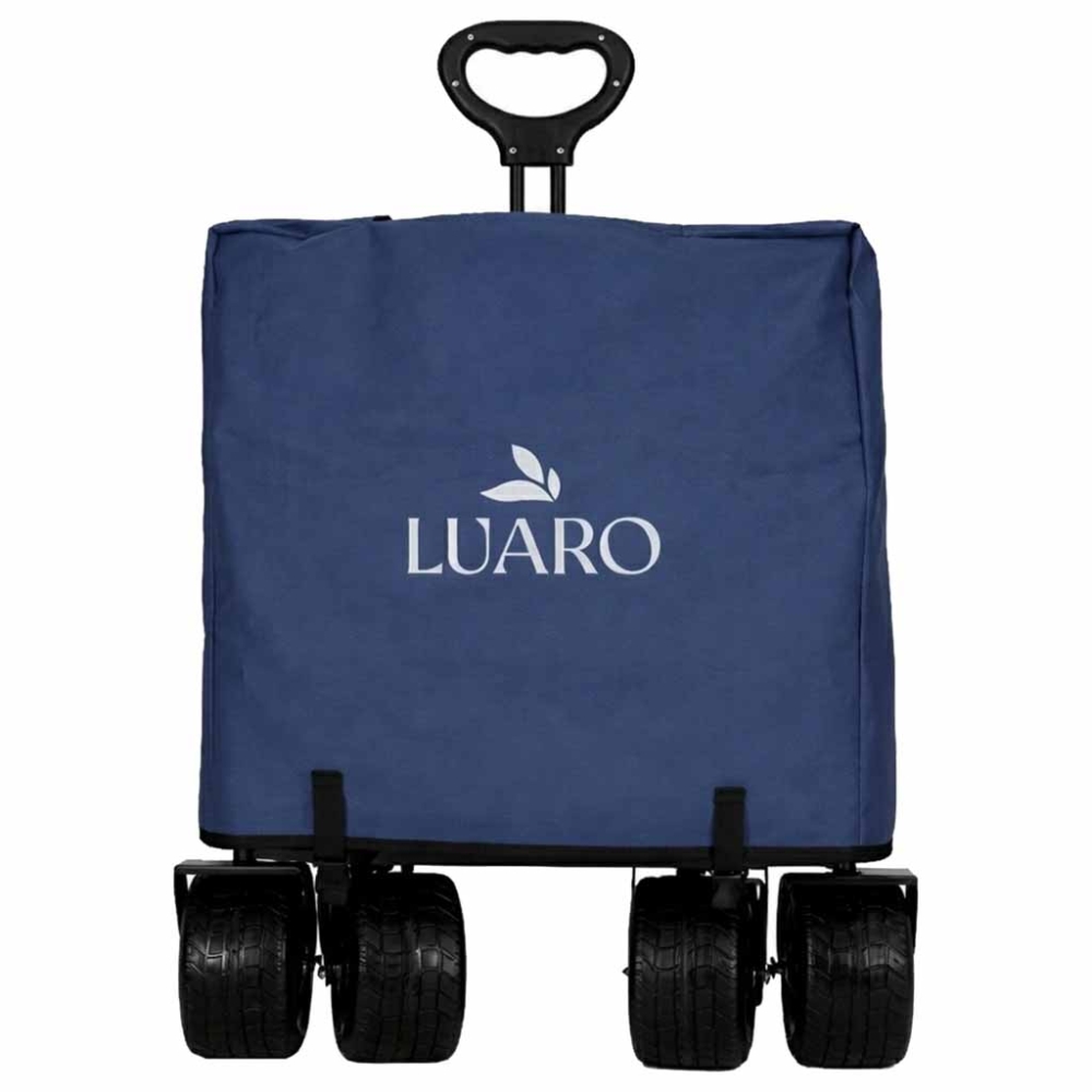 Sulankstomas paplūdimio transportavimo vežimėlis su stogeliu LUARO, tamsiai mėlynas