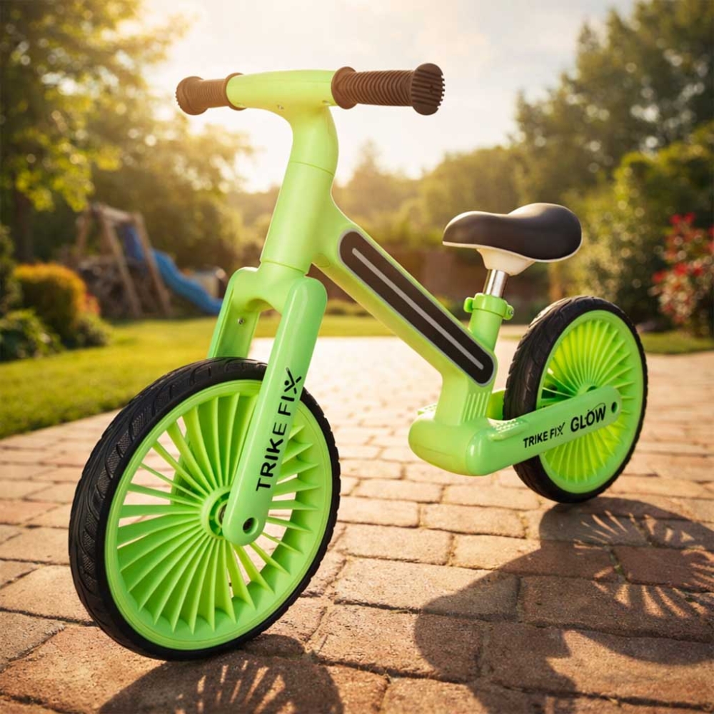 Balansinis dviratis Trike Fix Glow LED rėmas, neoninė žalia-Judėjimui, Balansiniai dviratukai-e-vaikas