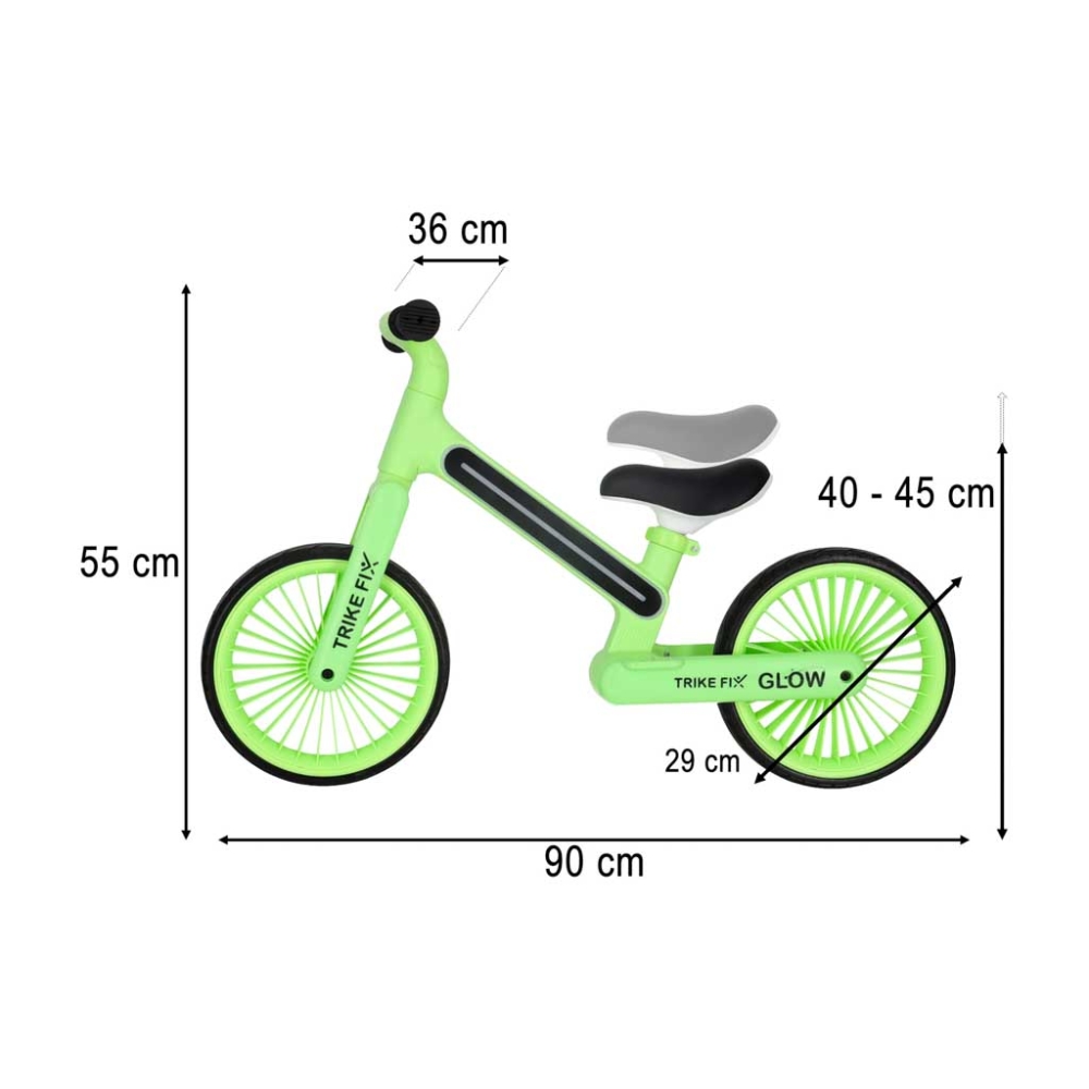 Balansinis dviratis Trike Fix Glow LED rėmas, neoninė žalia-Judėjimui, Balansiniai dviratukai-e-vaikas