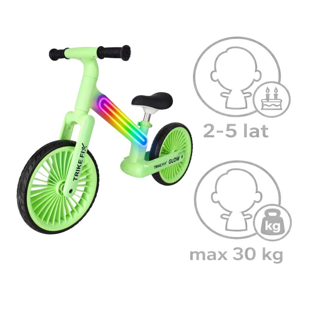 Balansinis dviratis Trike Fix Glow LED rėmas, neoninė žalia-Judėjimui, Balansiniai dviratukai-e-vaikas