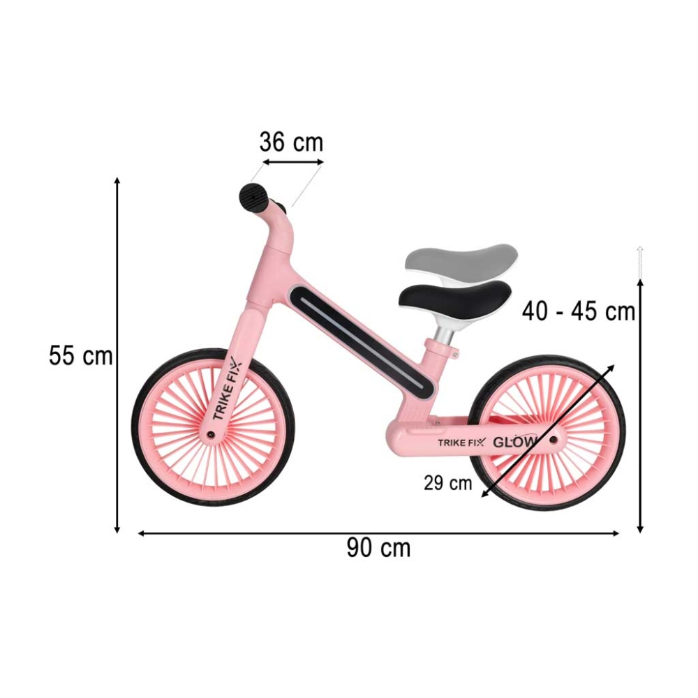 Balansinis dviratis Trike Fix Glow LED rėmas, rožinis-Judėjimui, Balansiniai dviratukai-e-vaikas