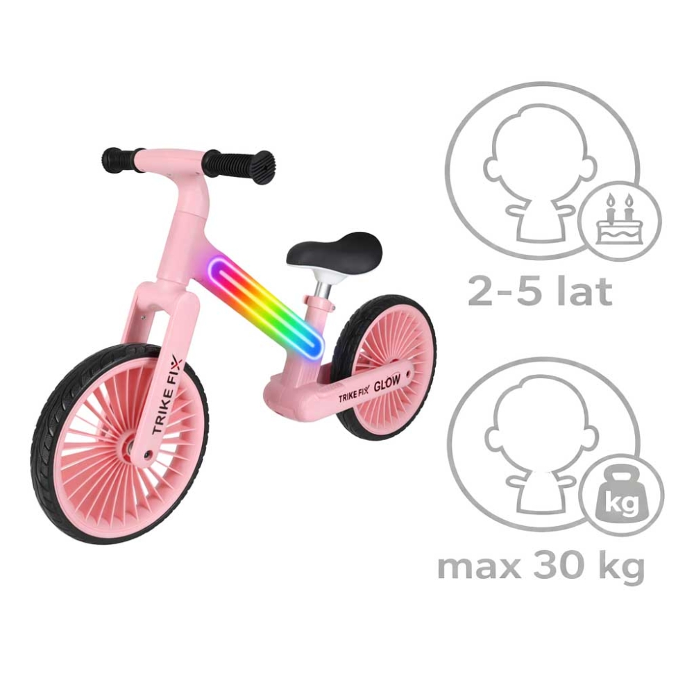 Balansinis dviratis Trike Fix Glow LED rėmas, rožinis-Judėjimui, Balansiniai dviratukai-e-vaikas