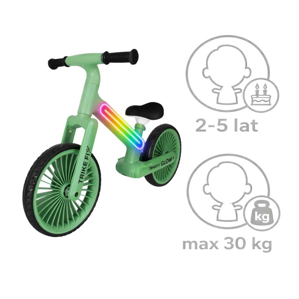 Balansinis dviratis Trike Fix Glow LED rėmas, žalias-Judėjimui, Balansiniai dviratukai-e-vaikas