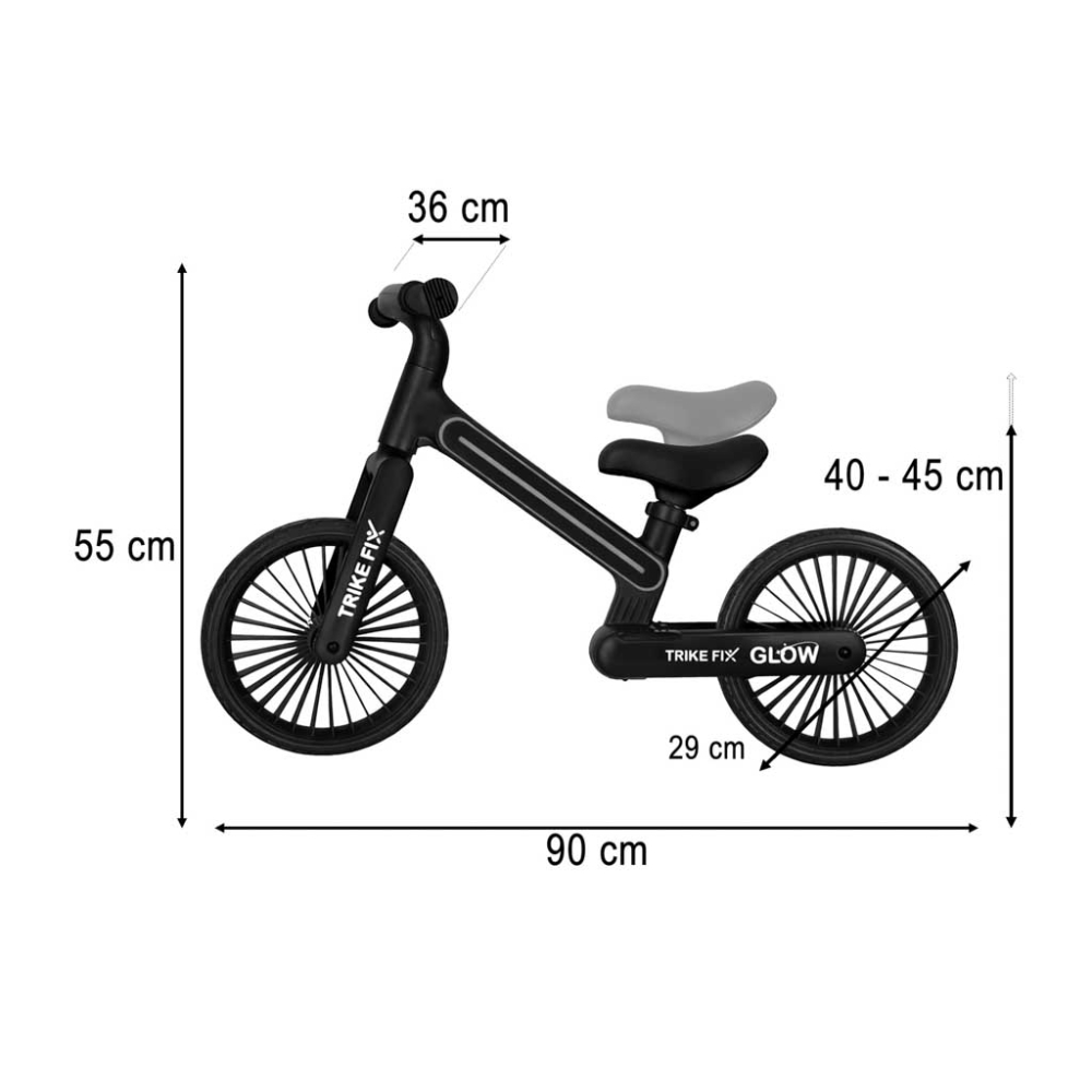Balansinis dviratis Trike Fix Glow LED rėmas, juodas-Judėjimui, Balansiniai dviratukai-e-vaikas