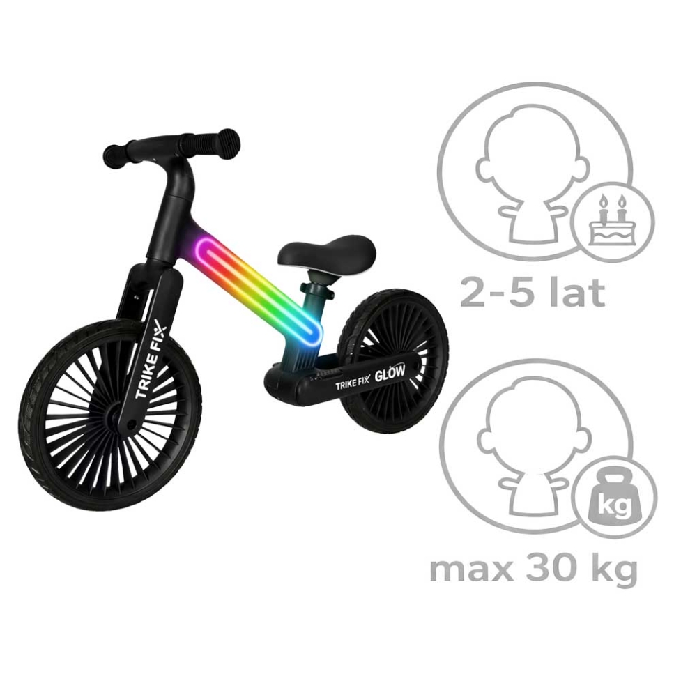 Balansinis dviratis Trike Fix Glow LED rėmas, juodas-Judėjimui, Balansiniai dviratukai-e-vaikas