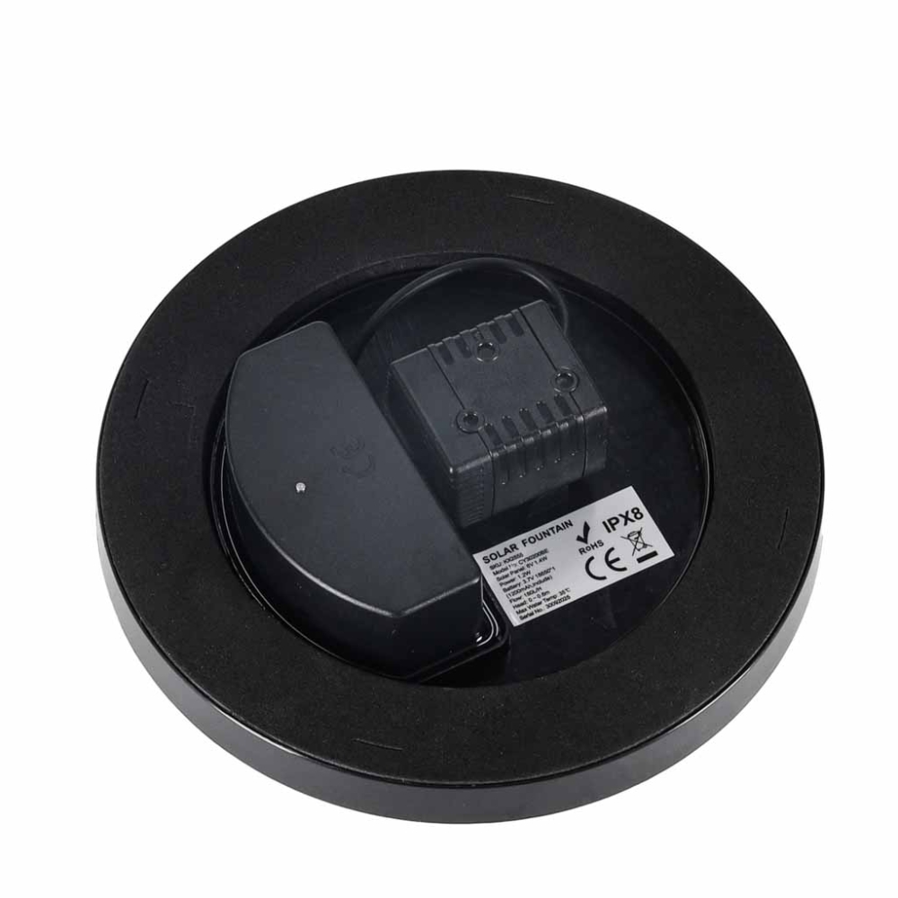Saulės energija varomas tvenkinio fontanas LUARO, LED RGB, 16 cm
