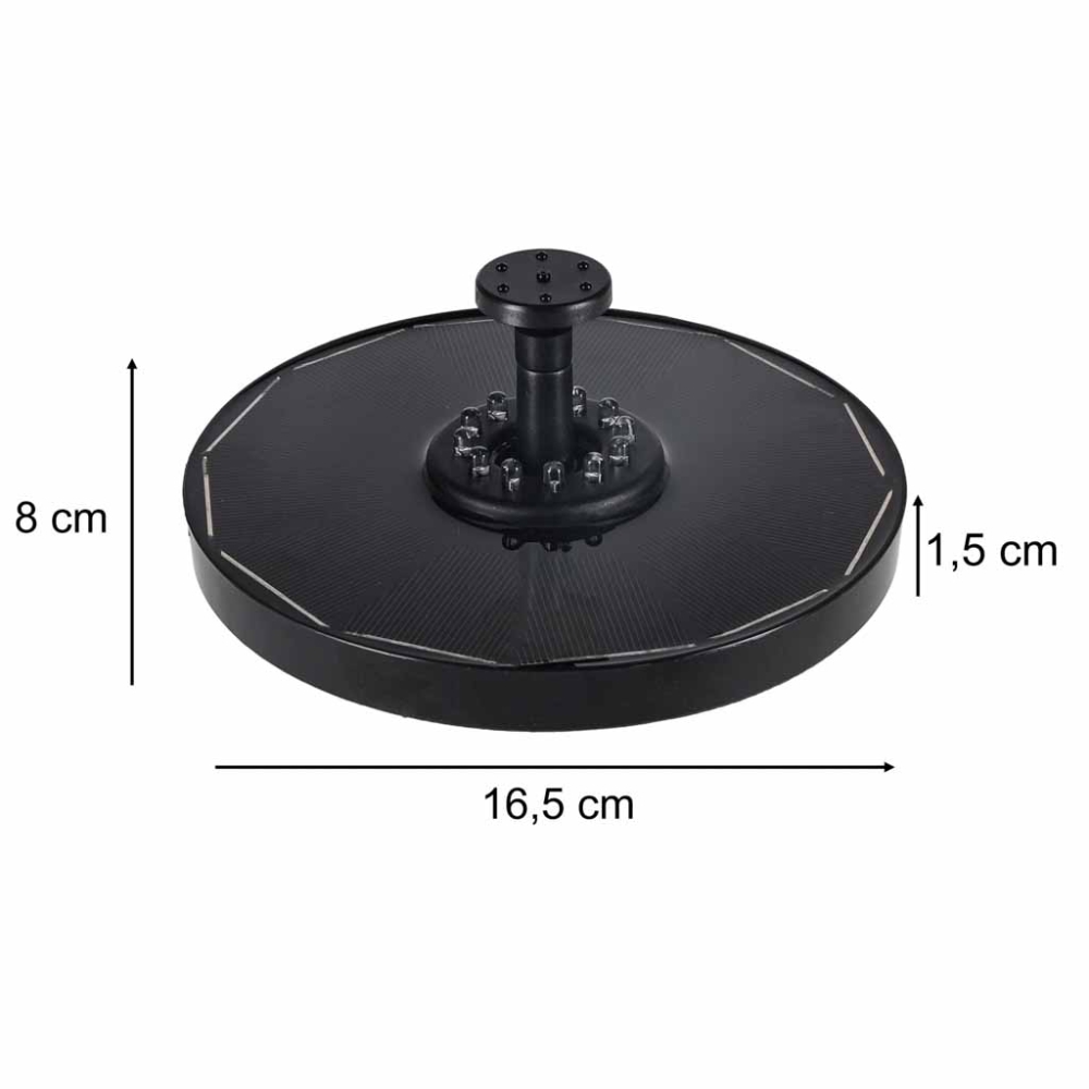 Saulės energija varomas tvenkinio fontanas LUARO, LED RGB, 16 cm