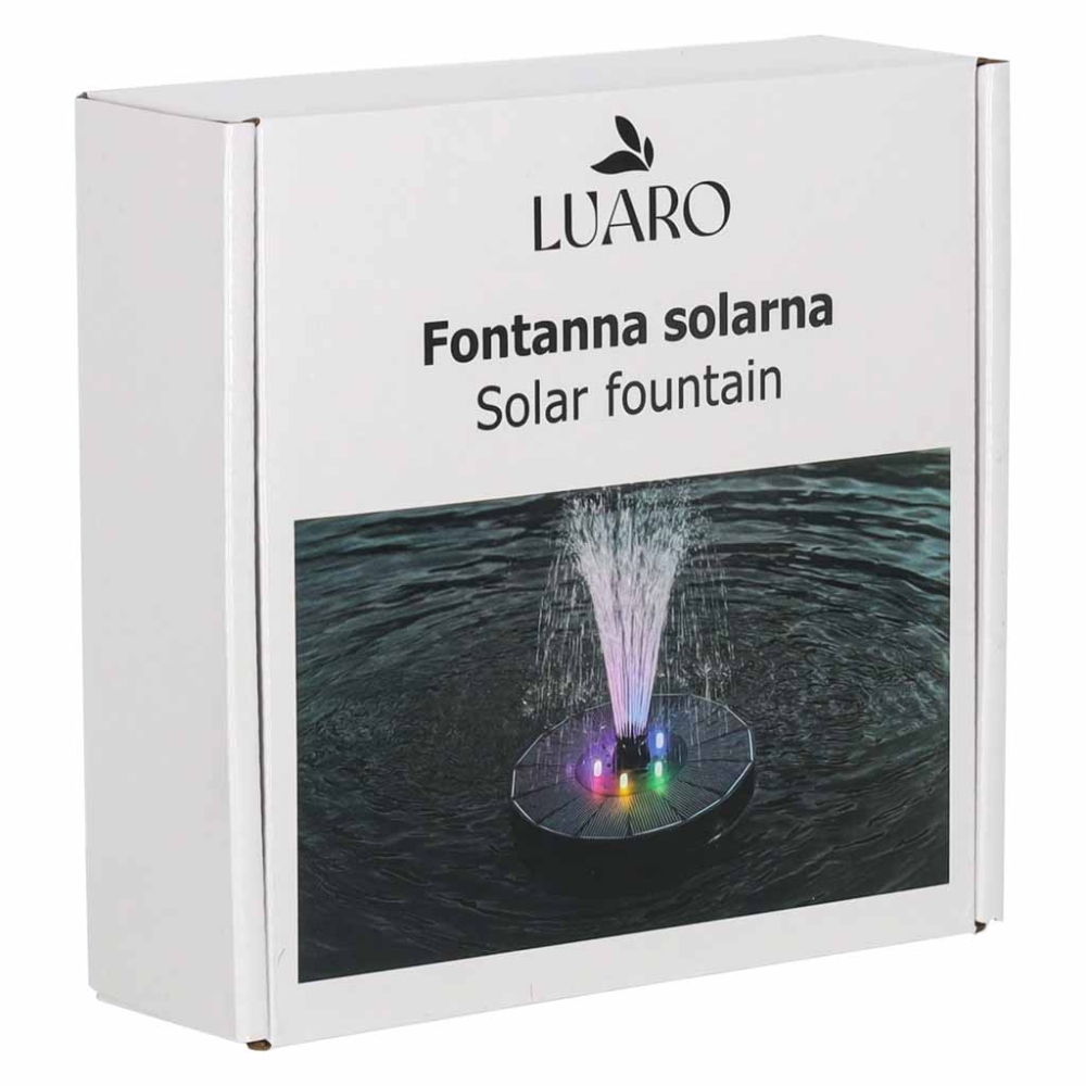 Saulės energija varomas tvenkinio fontanas LUARO, LED RGB, 16 cm
