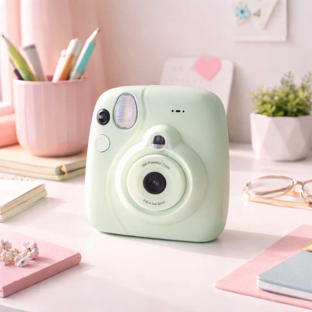 Skaitmeninis momentinis fotoaparatas 16x 128GB kasetės, žalias-Žaislai, Profesijos, buities žaislai, Profesiniai žaislai-e-vaika