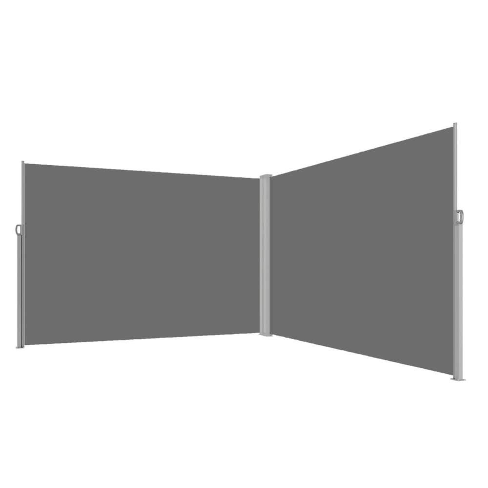 Kampinė šoninė terasos markizė su ištraukiama uždanga, 180 x 620 cm, pilka-Namai, laisvalaikis, turizmas, Sodo baldai-e-vaikas