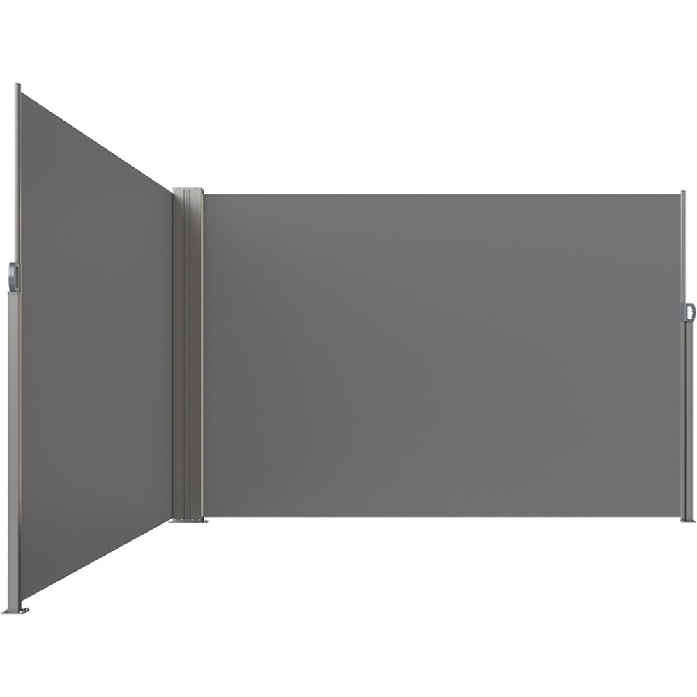 Kampinė šoninė terasos markizė su ištraukiama uždanga, 180 x 620 cm, pilka-Namai, laisvalaikis, turizmas, Sodo baldai-e-vaikas
