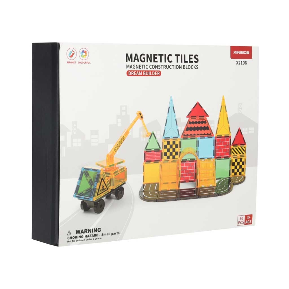 Magnetinis 3D konstruktorius, statybinės transporto priemonės, 50 el.