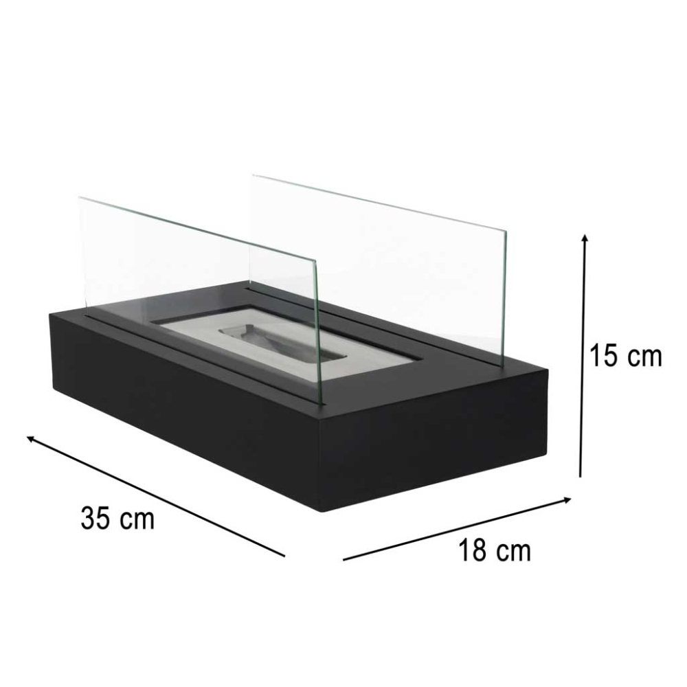 Laisvai pastatoma stačiakampė, nedūmijanti, ant stalo pastatoma biokuro krosnelė