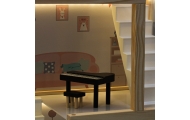 Medinis lėlių namas su baldais 78cm LED, rožinės spalvos-Žaislai, Lėlių namai ir baldai-e-vaikas