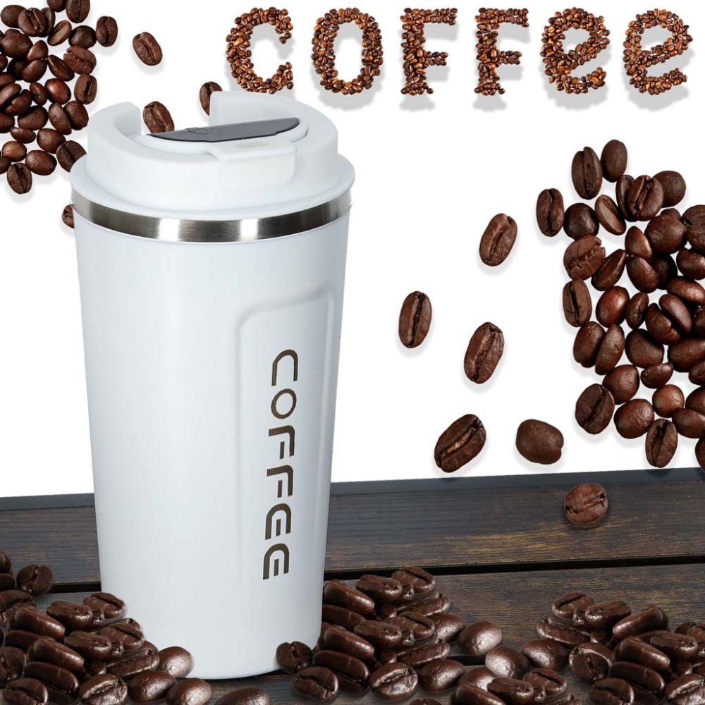 Išmanusis kelioninis termo puodelis su LED ekranu 500 ml, baltas-Maitinimui, Indai, įrankiai, gertuvės, Termo indai-e-vaikas