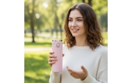 LED termo gertuvė su kandikliu 350 ml rožinės sp.-Maitinimui, Indai, įrankiai, gertuvės, Puodeliai, gertuvės-e-vaikas