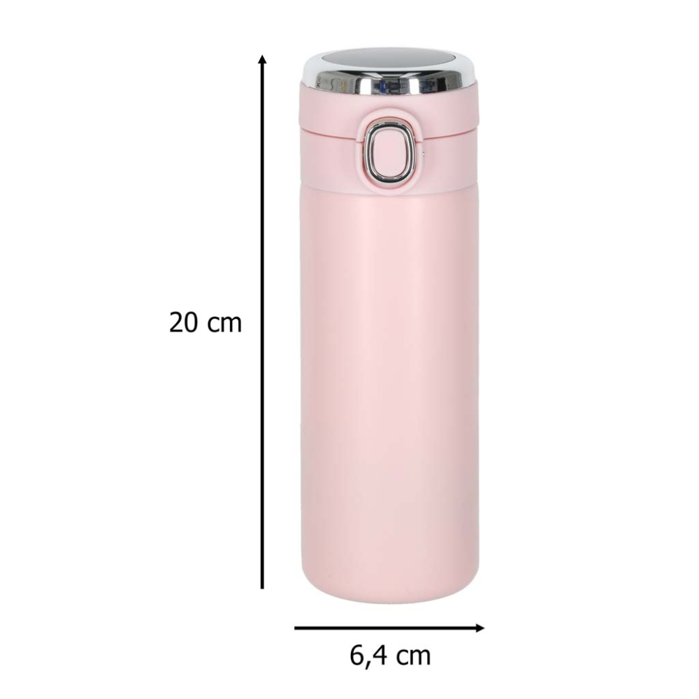 LED termo gertuvė su kandikliu 350 ml rožinės sp.-Maitinimui, Indai, įrankiai, gertuvės, Puodeliai, gertuvės-e-vaikas