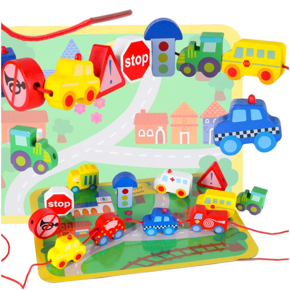 Medinės sriegimo kaladėlės Transporto priemonės-Žaislai, Kūdikiams, Žaislai mažyliams (iki 4 m.
