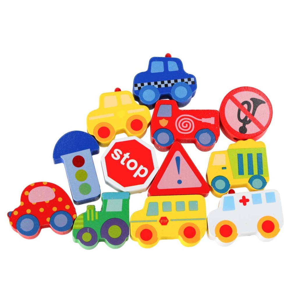 Medinės sriegimo kaladėlės Transporto priemonės-Žaislai, Kūdikiams, Žaislai mažyliams (iki 4 m.