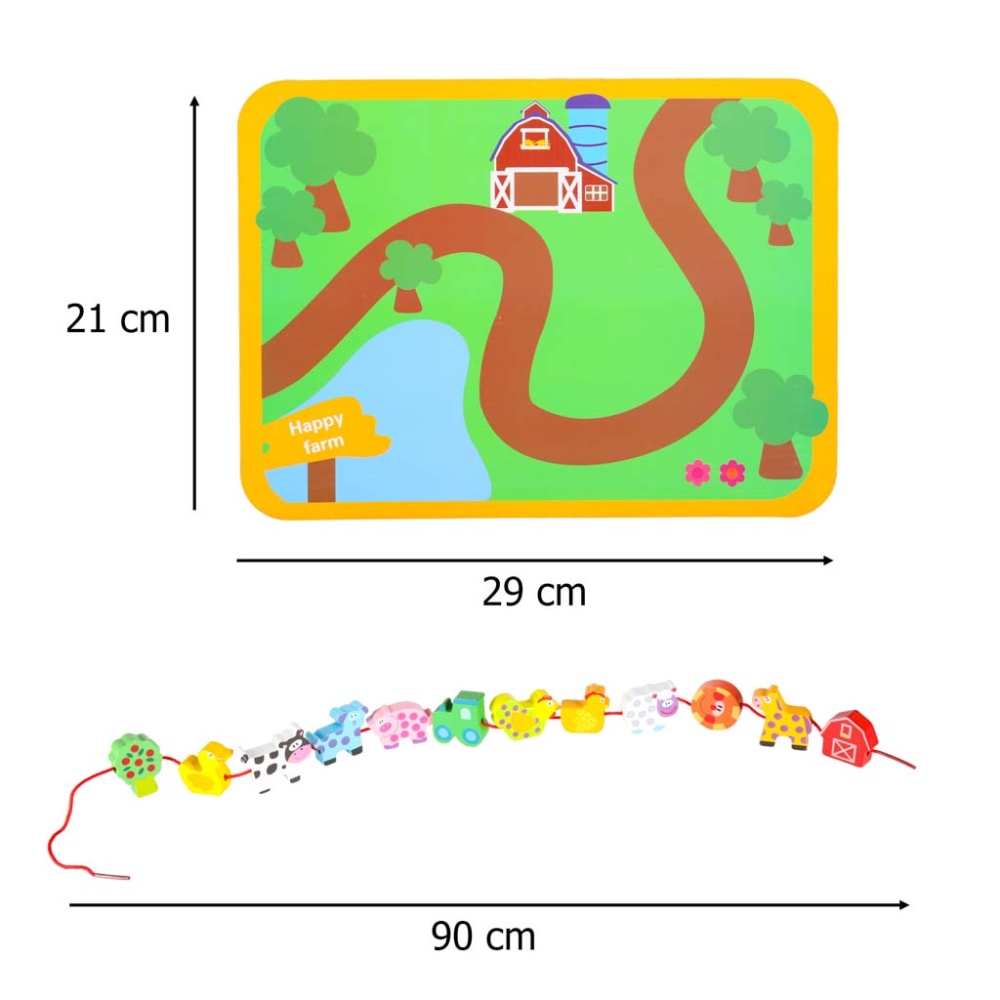 Medinės sriegimo kaladėlės Ūkio gyvūnai-Žaislai, Kūdikiams, Žaislai mažyliams (iki 4 m.