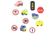 Mediniai sriegimo blokeliai Transporto priemonės kelio ženklai