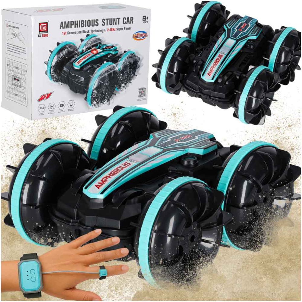 Nuotolinio valdymo automobilis amfibija, valdomas gestais 4x4 360 2.4GHz 3.