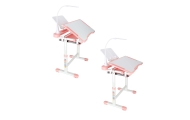 Vaikiškas rašomasis stalas su stalčiumi, kėdė lempa rožinės spalvos