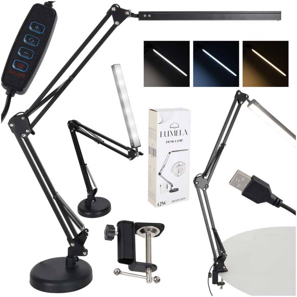 LED stalinis šviestuvas USB pasukama rankena 2 tvirtinimo būdai